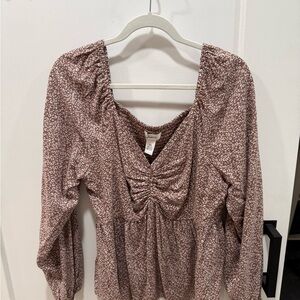 Marshalls Ruched Blouse in Brown Pattern